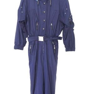 Vintage Bogner Women Blue Skiing Snow Jumpsuit Snowboarding Winter Sz L12 (long)